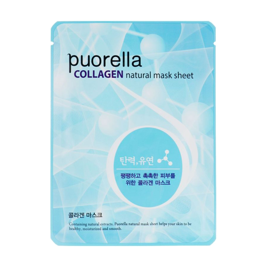 Тканинна маска для обличчя Puorella Collagen Natural Mask Sheet з колагеном, 21 г